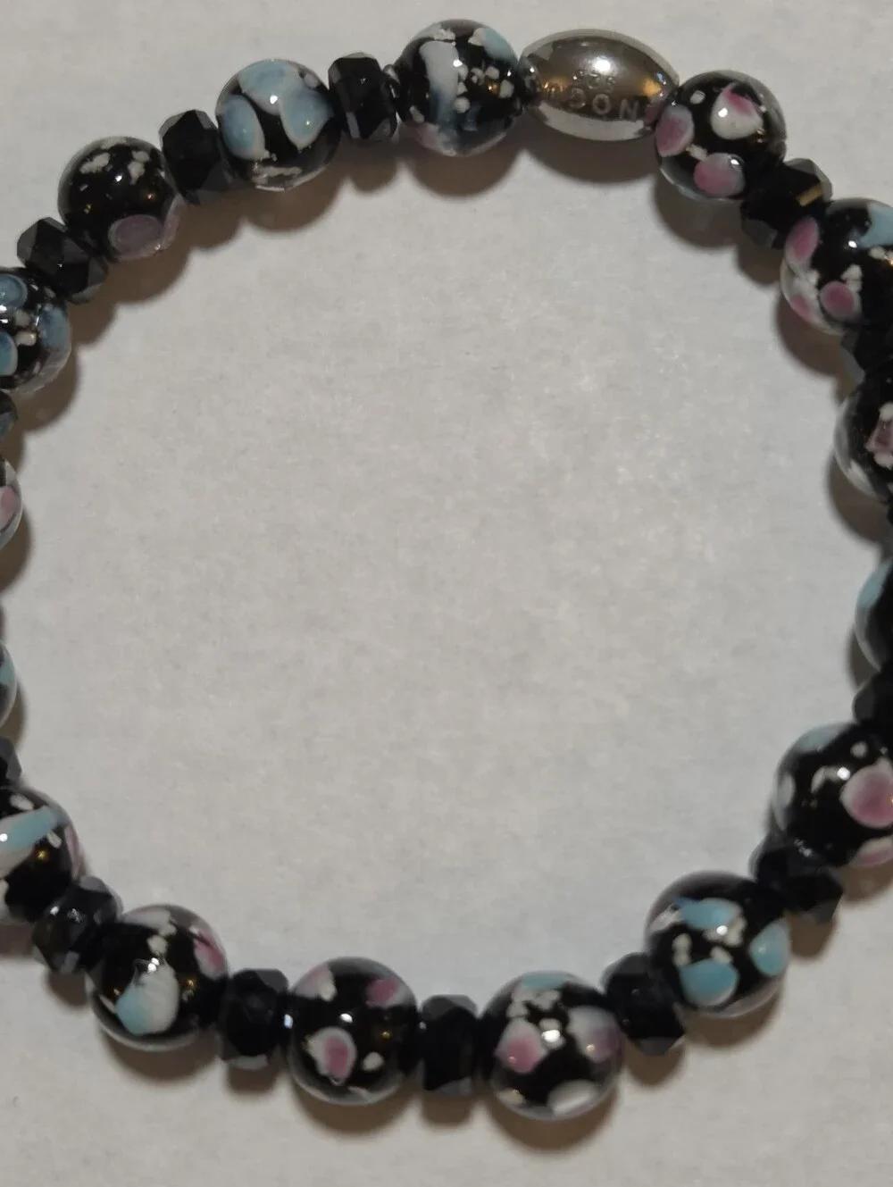 🆕️ NOGU Black Orchid .925 Sterling Silver Firefly Glass Blossom Bracelet